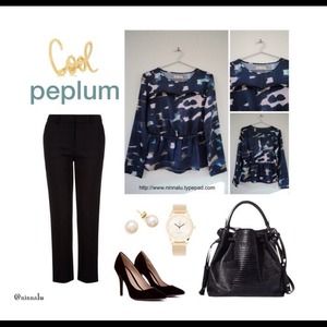 🆕 NEW TULLE Long Sleeve Peplum Blouse SZ Medium