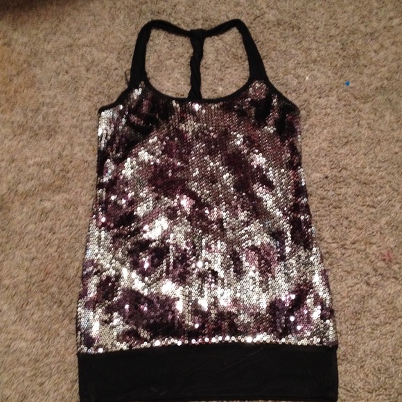 Sequin black tank top