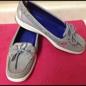 Sperry Top Sider Silver Gray and White