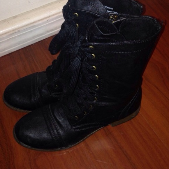 Black combat boots