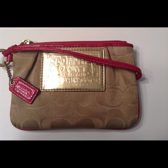 Tan & Pink Trimmed Wristlet