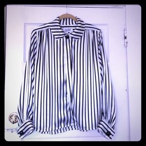 Black and white striped blouse
