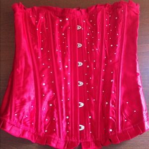 Hot Red Corset with Adjustable straps on the back