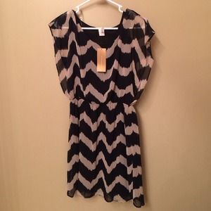 NWT Francesca's Black and Tan stripped dress