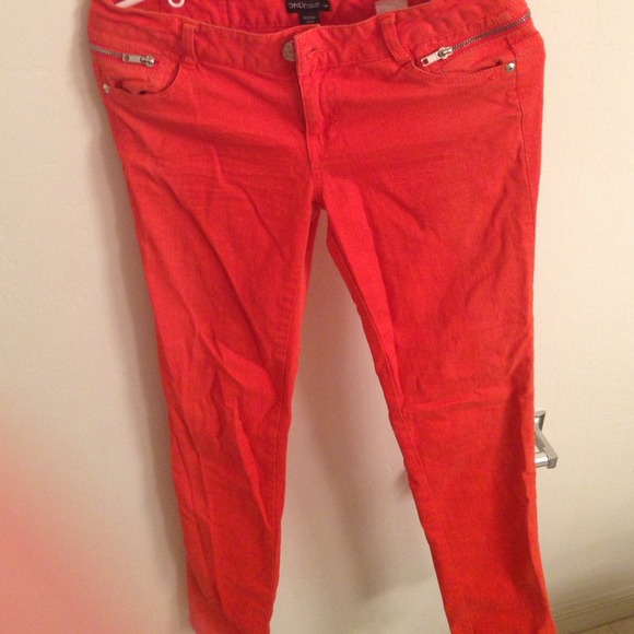 orange jeans
