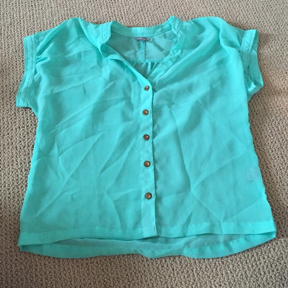 Charlotte Rouse teal blouse with gold bottoms