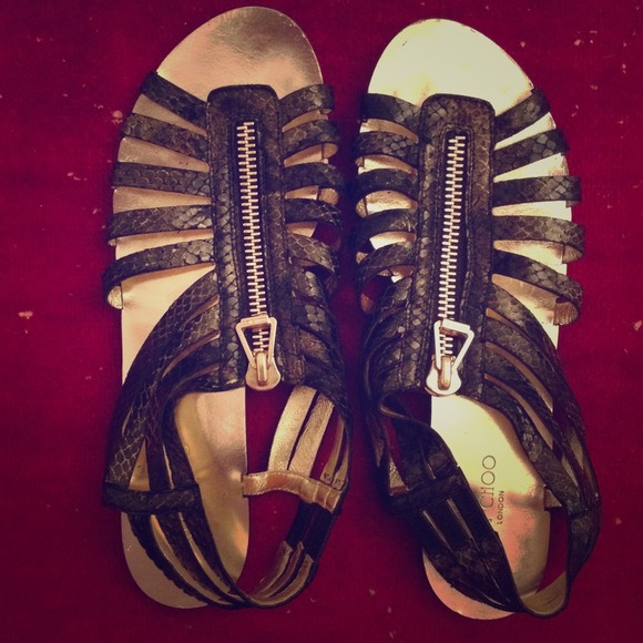 Jimmy Choo alligator zipper gladiator sandals