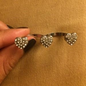 Triple heart knuckle ring