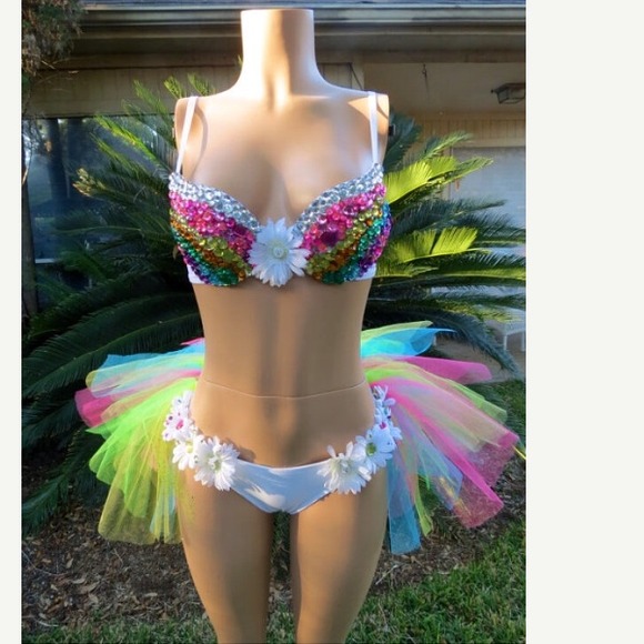 Other - LED Rainbow Daisy Rave Bra & LED Rainbow Tutu