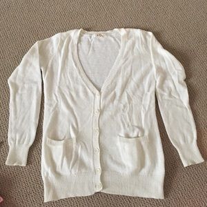 White buttoned down cardigan sweater