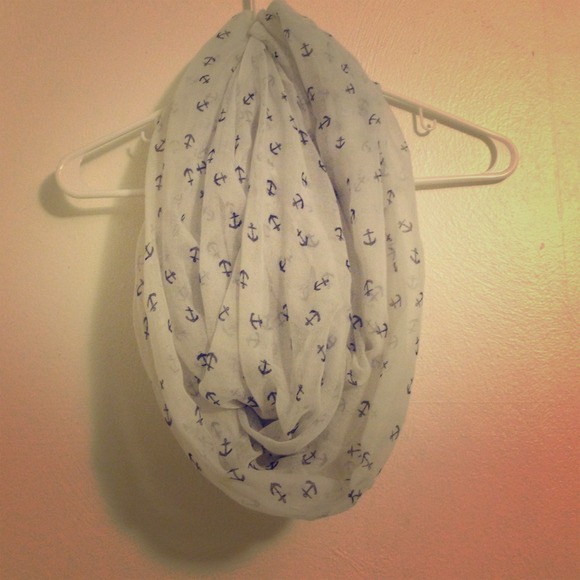 Navy & White Anchor Infinity Scarf - make an offer