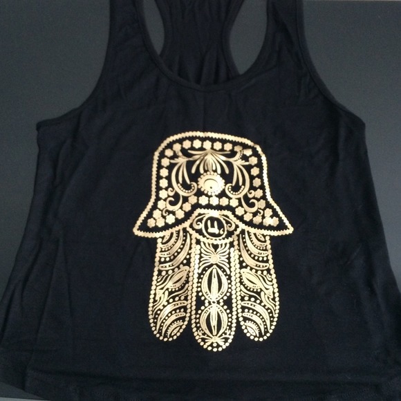 Tops - Black Hamsa razorback crop top