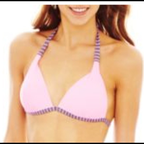 Pink/grey Halter swim top