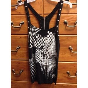 Black punk rock tank top with studs