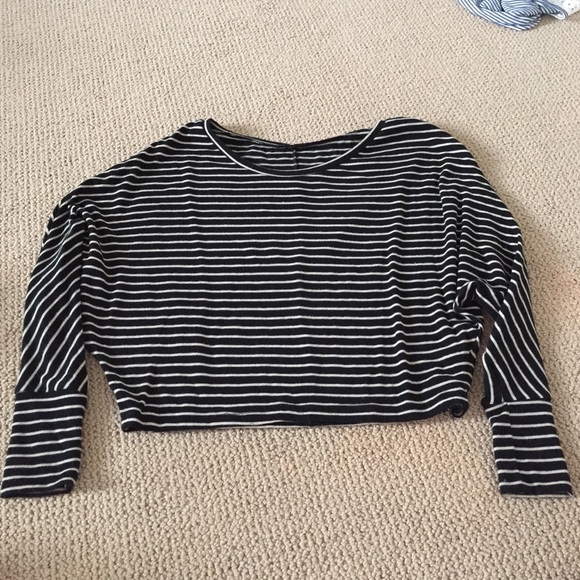 Black and white striped long sleeve sweater