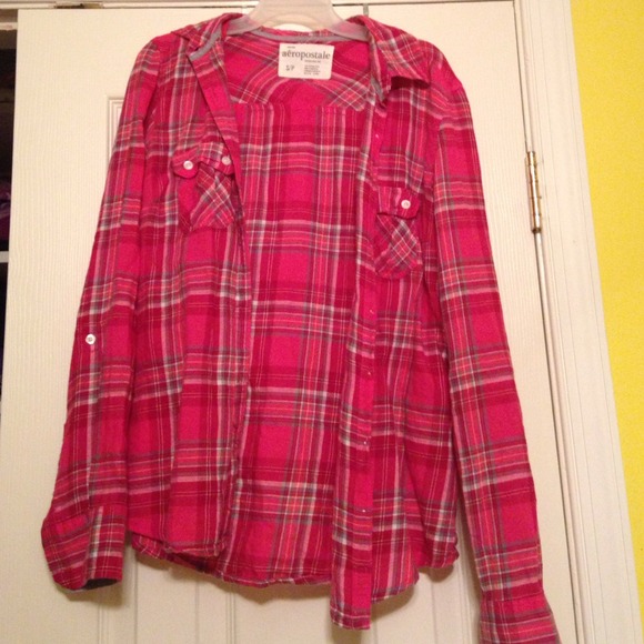 Pink flannel long sleeve shirt