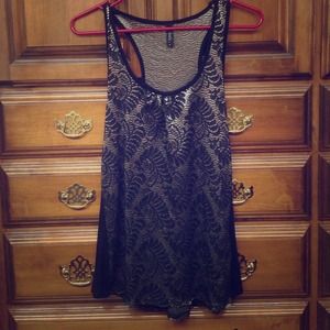 Black and gold lace tank