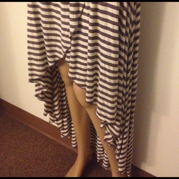 Grey Stripe Asymmetrical Skirt (NWOT) - Picture 2 of 3