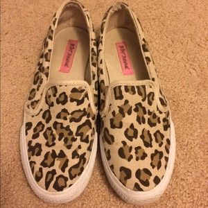 Betsey Johnson slip on leopard sneakers
