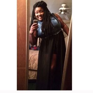 Denim vest with long sheer connected