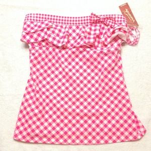 Pink checkered swim top
