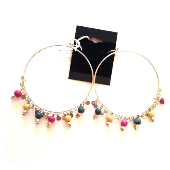 NEW Earrings dangling silver beaded hook