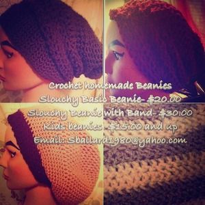 Homemade crochet beanies