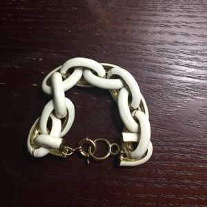 White enamel link bracelet