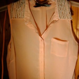 Sequined collar shirt