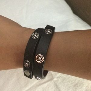 Stella and Dot wrap bracelet - brown with silver