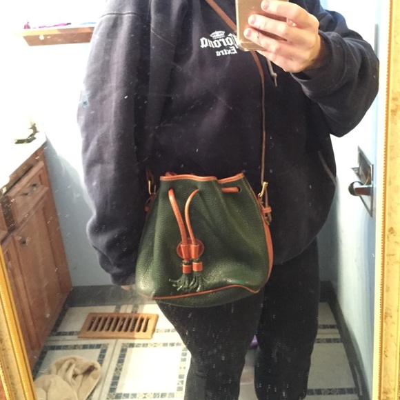 Vintage drawstring bag AWL green and tan. - Picture 4 of 4