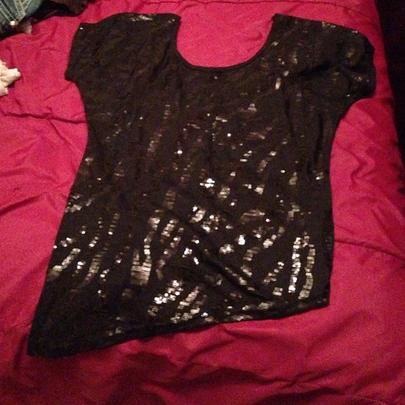 Black sequined party shirt