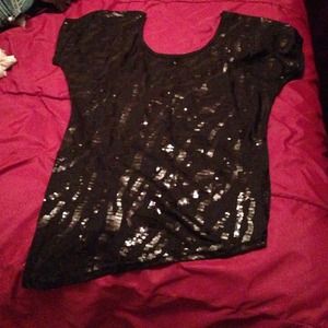 Black sequined party shirt