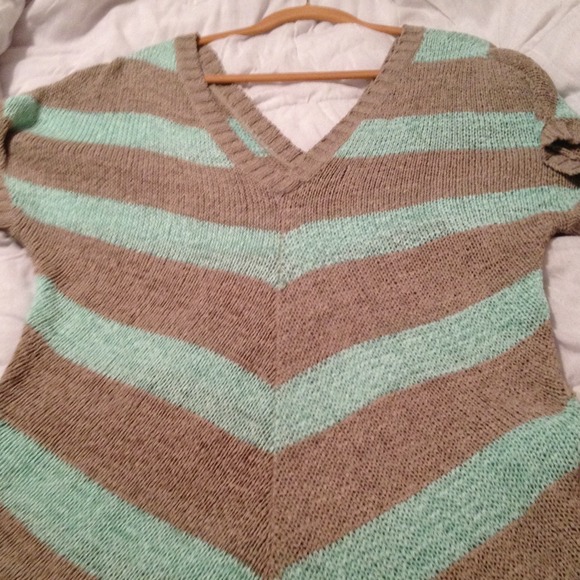 Tan and teal sweater