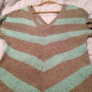Tan and teal sweater