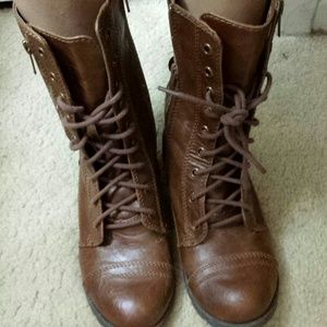 Brown combat boots