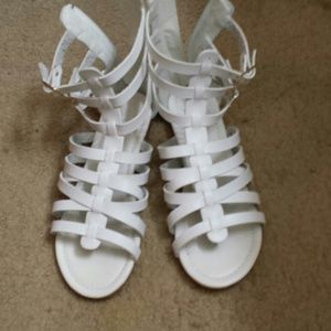 White cross bag and gladiator shoes bundle