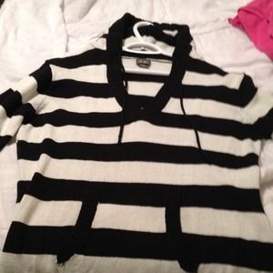Black and white hooded sweater