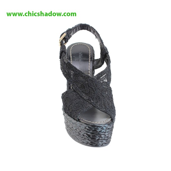 Dolce & Gabbana Mesh/Woven Straw Open Toe Wedges - Picture 2 of 4