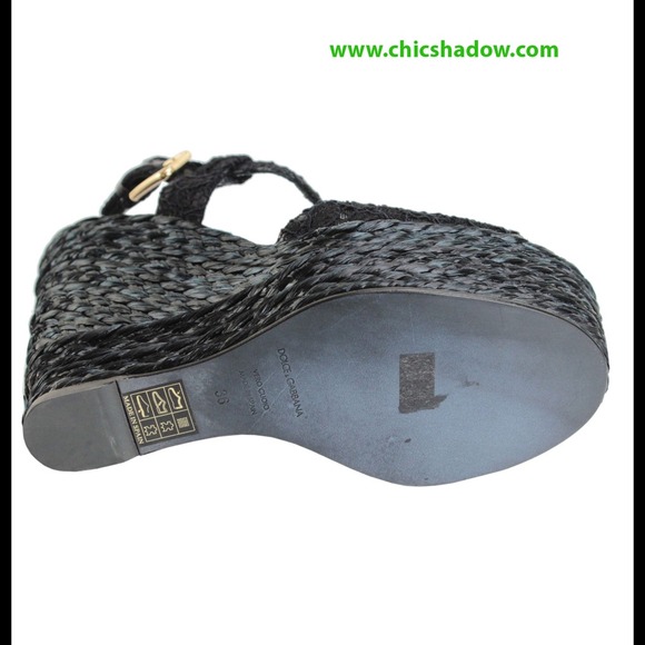 Dolce & Gabbana Mesh/Woven Straw Open Toe Wedges - Picture 4 of 4