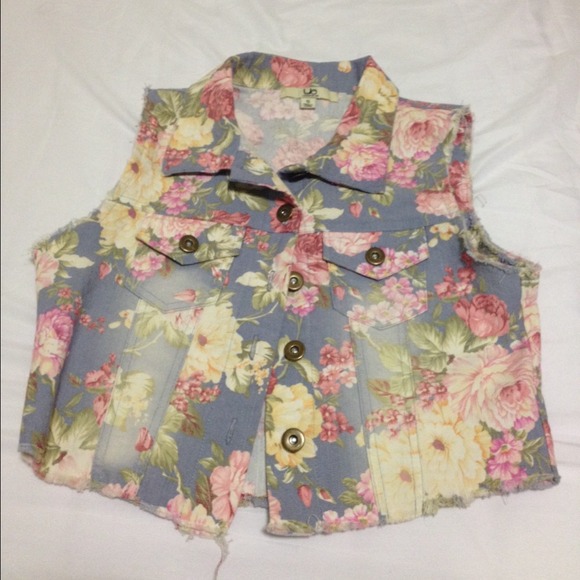 Floral jean vest