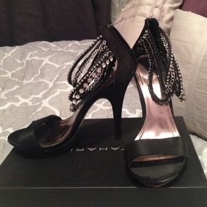 Chain ankle strap heels