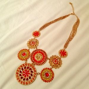 Orange Yellow & Gold Necklace