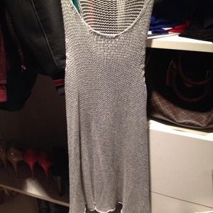 knit gray tank top. low cut and long