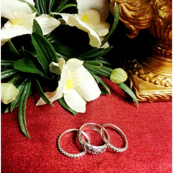 STERLING SILVER 3-PC. SET RINGS - Picture 2 of 2