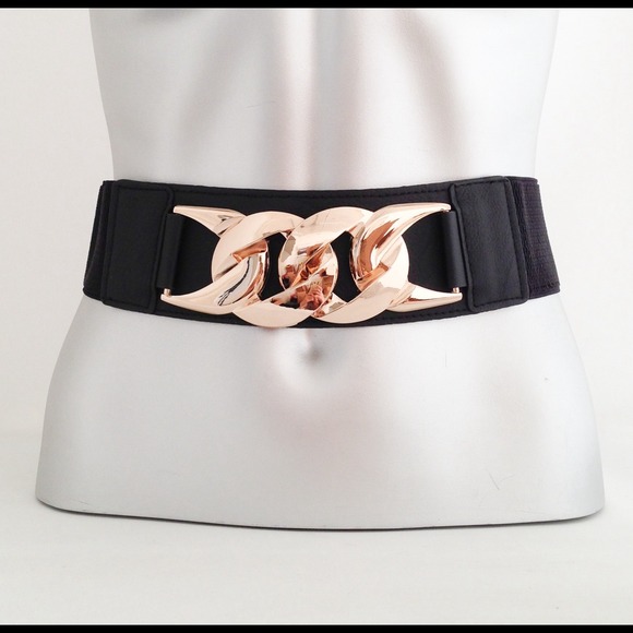 accessories new plus size gold chunky chain stretch belt black plus size stretch belt