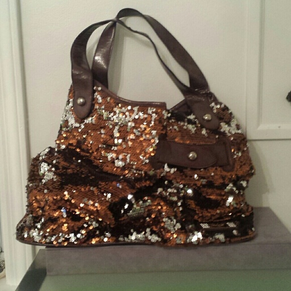 Copper sequin shoulder bag
