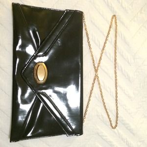 Black Patent Envelope Clutch