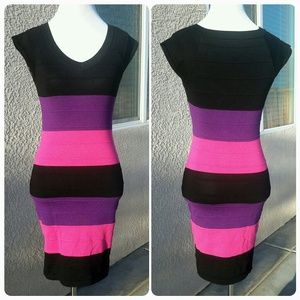Black, Purple & Pink Light-weight Sweater Dress