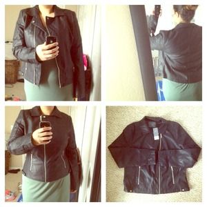 NWT TALL Plus Size faux leather moto jacket